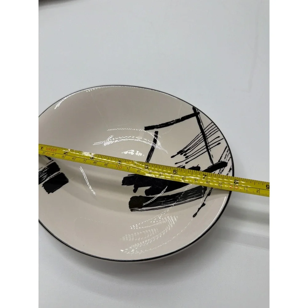 Sango Larry‎ Laslo Calligraphy Dinnerware Set 1986 Vintage Black White 12 Piece
